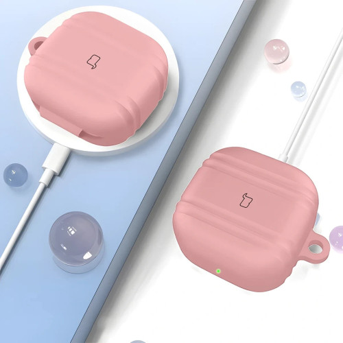 Silikonhülle mit Karabiner für Bizon Case Headphone Silicone für Galaxy Buds 4 / 4 Pro, rosa