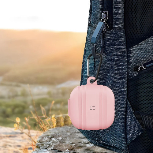Silikonhülle mit Karabiner für Bizon Case Headphone Silicone für Galaxy Buds 4 / 4 Pro, rosa