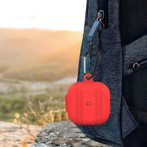 Silikonhülle mit Karabiner Bizon Case Headphone Silicone für Galaxy Buds 4 / 4 Pro, rot