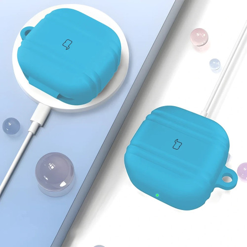 Silikonhülle mit Karabiner Bizon Case Headphone Silicone für Galaxy Buds 4 / 4 Pro, himmelblau