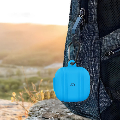 Silikonhülle mit Karabiner Bizon Case Headphone Silicone für Galaxy Buds 4 / 4 Pro, himmelblau