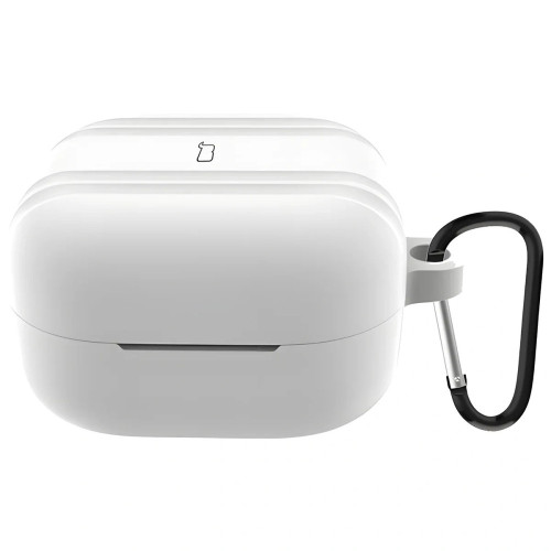 Silikonowe etui z karabińczykiem Bizon Case Headphone Silicone do Galaxy Buds 4 / 4 Pro, białe