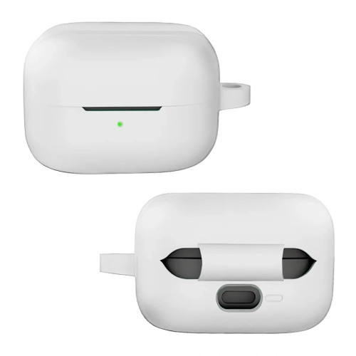 Silikonowe etui z karabińczykiem Bizon Case Headphone Silicone do Galaxy Buds 4 / 4 Pro, białe