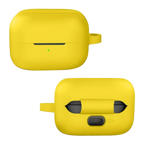 Silikonowe etui z karabińczykiem Bizon Case Headphone Silicone do Galaxy Buds 4 / 4 Pro, żółte