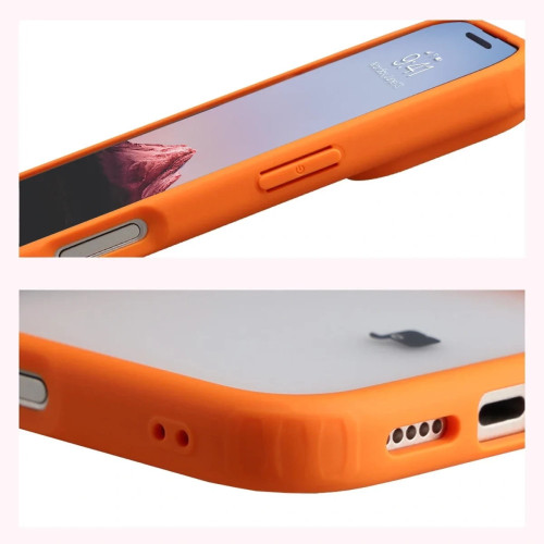 Etui + szkło hartowane Bizon Angelo Pack do Apple iPhone 17 Pro, przydymione z pomarańczową ramką