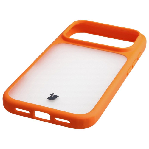 Etui + szkło hartowane Bizon Angelo Pack do Apple iPhone 17 Pro, przydymione z pomarańczową ramką