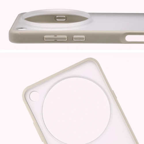 Etui Bizon Case Angelo do Oppo Find X9 Ultra, półprzezroczyste z beżową ramką