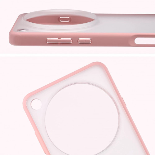 Etui Bizon Case Angelo do Oppo Find X9 Ultra, półprzezroczyste z jasnoróżową ramką