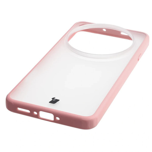 Etui Bizon Case Angelo do Oppo Find X9 Ultra, półprzezroczyste z jasnoróżową ramką