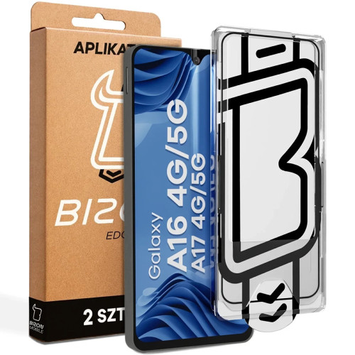 Szkło hartowane z ramką aplikacyjną Bizon Glass Aplikator Edge do Samsung Galaxy A16 / A17 [2 PACK]
