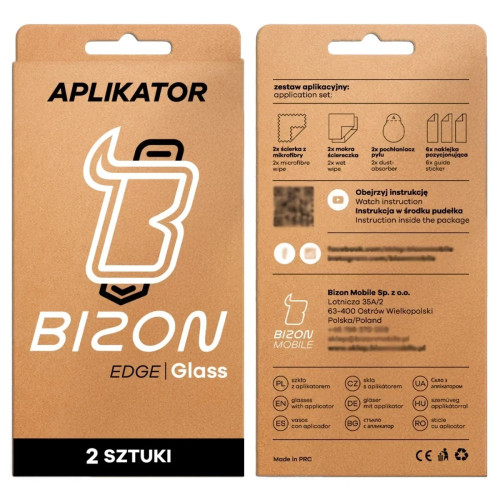 Szkło hartowane z ramką aplikacyjną Bizon Glass Aplikator Edge do Samsung Galaxy A16 / A17 [2 PACK]