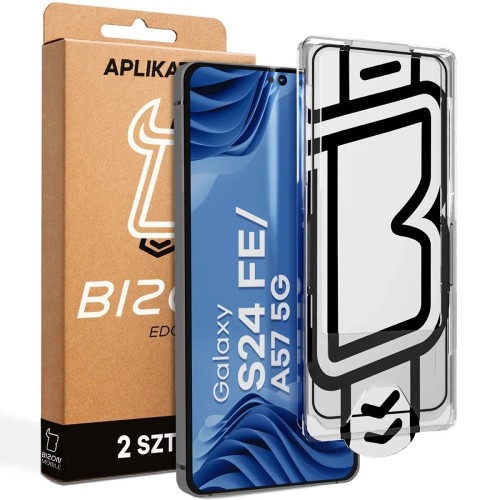 Szkło hartowane z ramką aplikacyjną Bizon Glass Aplikator Edge do Samsung Galaxy S24 FE / A57 5G [2 PACK]