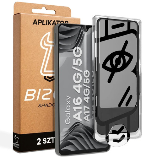 Szkło prywatyzujące z ramką aplikacyjną Bizon Glass Aplikator Shadow do Samsung Galaxy A16 / A17 [2 PACK]