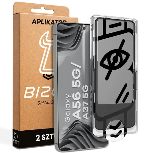 Szkło prywatyzujące z ramką aplikacyjną Bizon Glass Aplikator Shadow do Samsung Galaxy A56 5G / A37 5G [2 PACK]