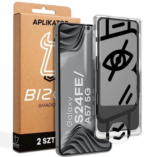 Szkło prywatyzujące z ramką aplikacyjną Bizon Glass Aplikator Shadow do Samsung Galaxy S24 FE / A57 5G [2 PACK]
