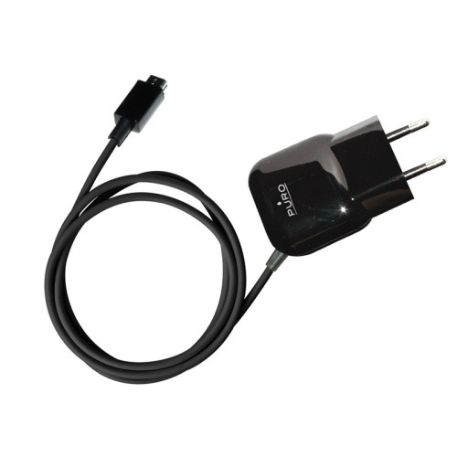 PURO Mini Travel Charger with Micro USB cable (black)
