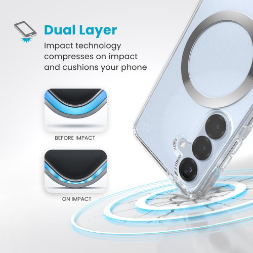 Etui Speck Presidio Perfect-Clear Magnet MagSafe do Samsung Galaxy S25 / S24 (Clear / Chrome Finish / Serene Silver)