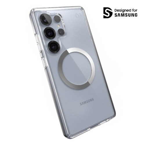 Etui Speck Presidio Perfect-Clear Magnet MagSafe do Samsung Galaxy S25 Ultra (Clear / Chrome Finish / Serene Silver)