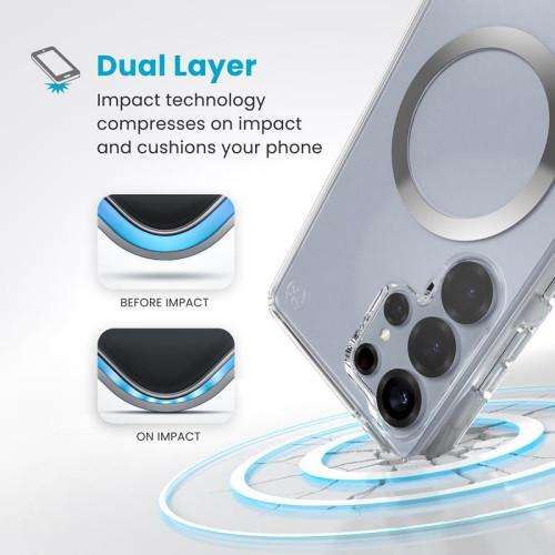 Etui Speck Presidio Perfect-Clear Magnet MagSafe do Samsung Galaxy S25 Ultra (Clear / Chrome Finish / Serene Silver)