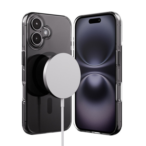 Etui Crong Clear MAG Pro do Apple iPhone 16 MagSafe (czarny)