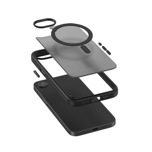 Crong Hybrid Frost MAG Cover MagSafe case for Apple iPhone 17e / 16e MagSafe (black)