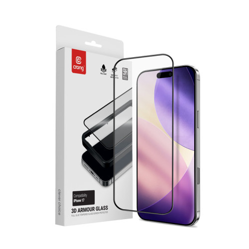 Crong 3D Armour Glass tempered glass for Apple iPhone 17 + installation frame