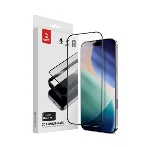Crong 3D Armour Glass tempered glass for Apple iPhone 17 Pro + installation frame