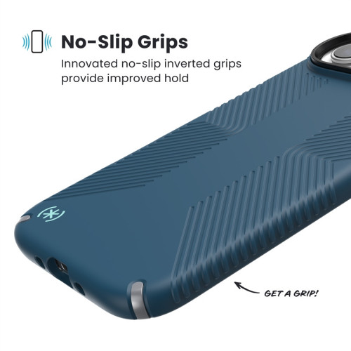 Etui Speck Presidio2 Grip MagSafe do Apple iPhone Air (Deep Sea / Silver Metallic / Spell Blue)