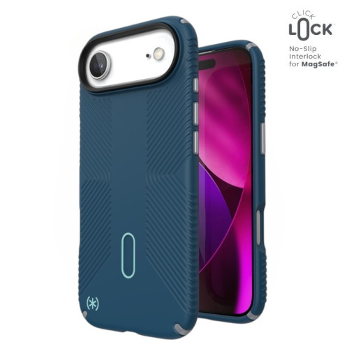 Etui Speck Presidio2 Grip ClickLock & MagSafe do Apple iPhone Air (Deep Sea / Silver Metallic / Spell Blue)