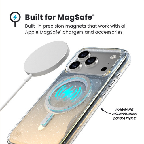 Etui Speck Presidio Lux MagSafe do Apple iPhone 17 Pro Max (Hyper Mirror Glitter / Silver Metallic)