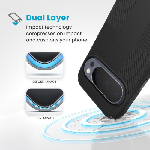 Speck Presidio2 Grip Magnet Case for Google Pixel 10 / 10 Pro (Black/Slate Grey)