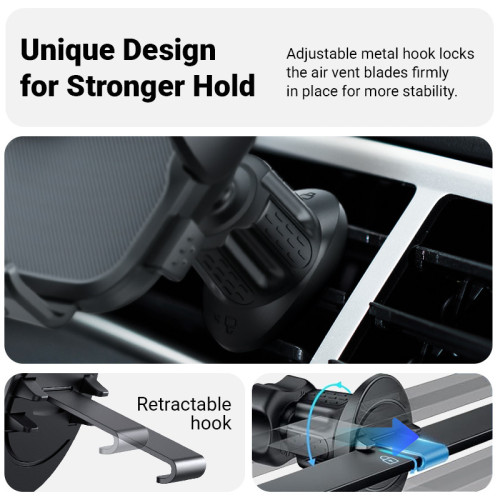 Uniwersalny uchwyt samochodowy do kratki Crong Carclip Air Vent (czarny)