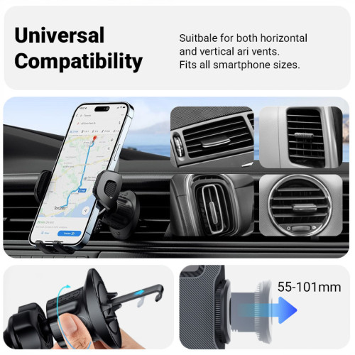 Uniwersalny uchwyt samochodowy do kratki Crong Carclip Air Vent (czarny)