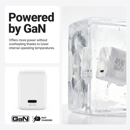 Ładowarka sieciowa Crong Ultra Compact GaN USB-C 45W PD 3.0 z PPS (biały)