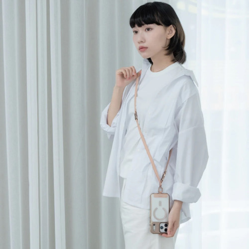 Smycz ze skóry eco do telefonu Moshi 2-in-1 Wrist & Body Strap with Adapter (Milktea Brown)