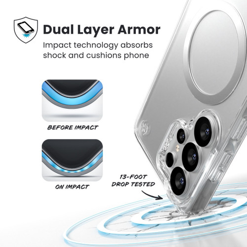 Etui Speck Presidio Perfect-Clear Magnet MagSafe do Samsung Galaxy S26 Ultra (Clear/Clear/Silver)