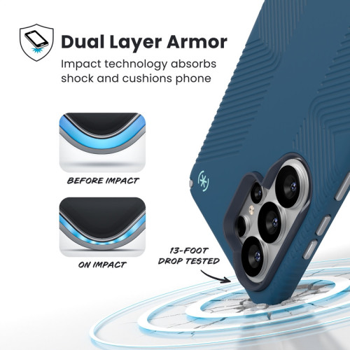 Etui Speck Presidio2 Grip Magnet do Samsung Galaxy S26 Ultra MagSafe (Deep Sea/Silver Metallic/Spell Blue)