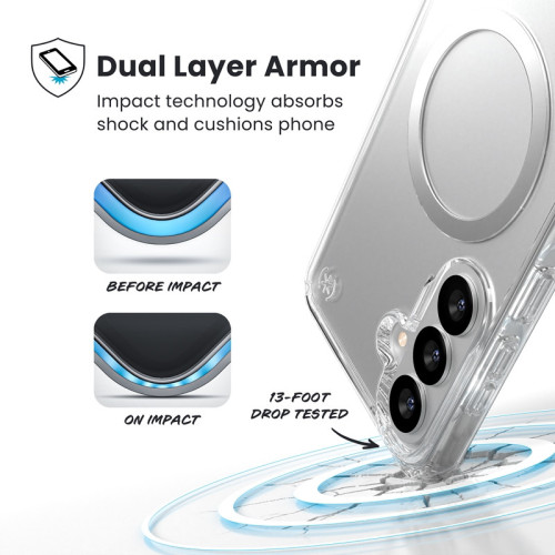 Etui Speck Presidio Perfect-Clear Magnet MagSafe do Samsung Galaxy S26+ Plus (Clear/Clear/Silver)