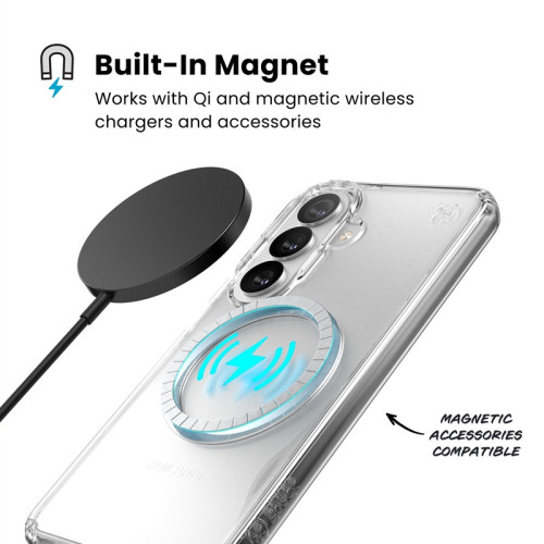 Etui Speck Presidio Perfect-Clear Magnet MagSafe do Samsung Galaxy S26 (Clear/Clear/Silver)