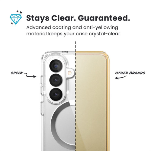 Etui Speck Presidio Perfect-Clear Magnet MagSafe do Samsung Galaxy S26 (Clear/Clear/Silver)