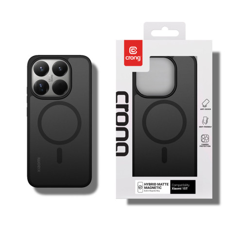 Etui Crong Hybrid Matte Magnetic MagSafe do Xiaomi 15T (czarny)