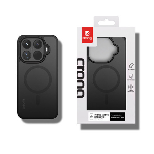 Etui Crong Hybrid Matte Magnetic MagSafe do Xiaomi 15T Pro (czarny)