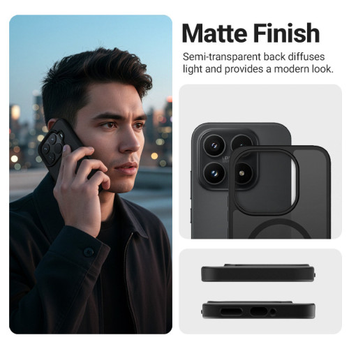 Etui Crong Hybrid Matte Magnetic MagSafe do Xiaomi 17 (czarny)