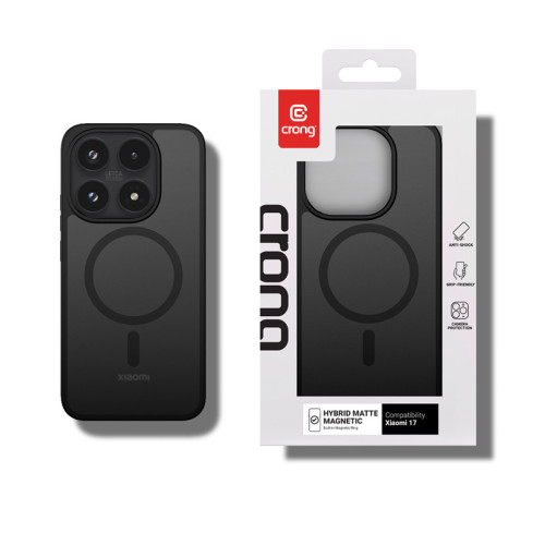 Etui Crong Hybrid Matte Magnetic MagSafe do Xiaomi 17 (czarny)