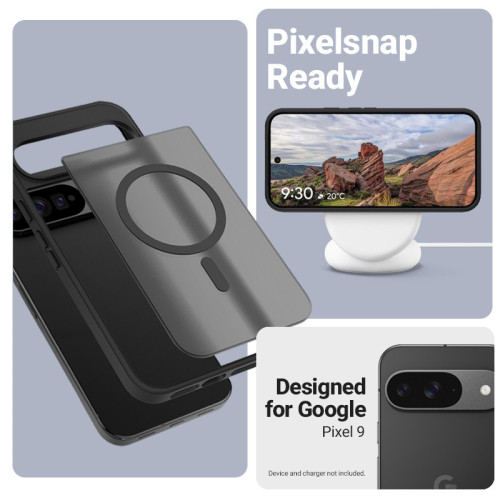 Etui Crong Hybrid Matte Magnetic MagSafe do Google Pixel 9 (czarny)