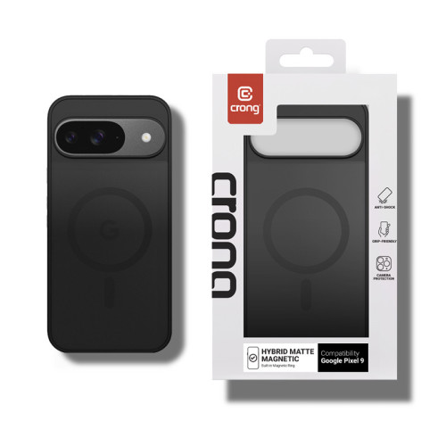 Etui Crong Hybrid Matte Magnetic MagSafe do Google Pixel 9 (czarny)