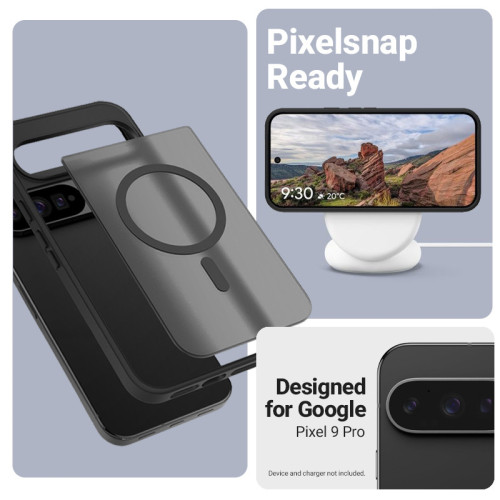 Etui Crong Hybrid Matte Magnetic MagSafe do Google Pixel 9 Pro (czarny)