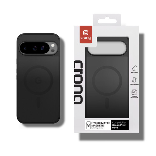 Etui Crong Hybrid Matte Magnetic MagSafe do Google Pixel 9 Pro (czarny)