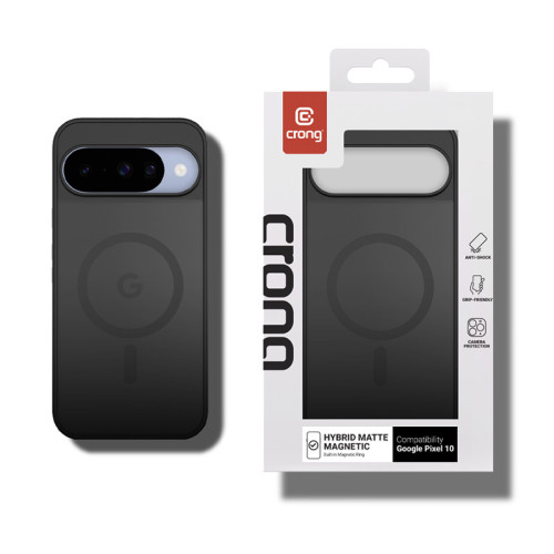 Etui Crong Hybrid Matte Magnetic MagSafe do Google Pixel 10 (czarny)