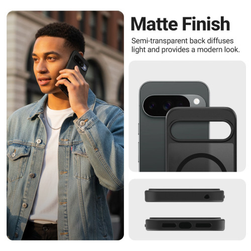 Etui Crong Hybrid Matte Magnetic MagSafe do Google Pixel 10 Pro (czarny)